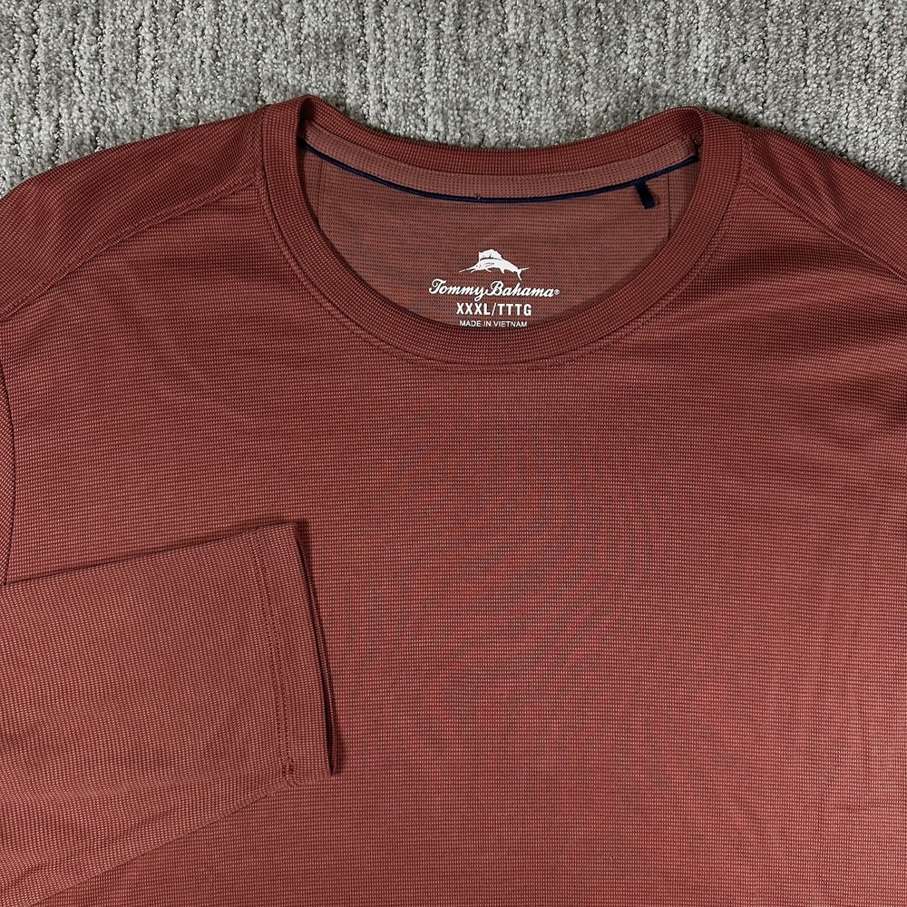 Tommy Bahama Mens Burnt Orange T Shirt Long Sleeve 3XL Tencel Blend Logo